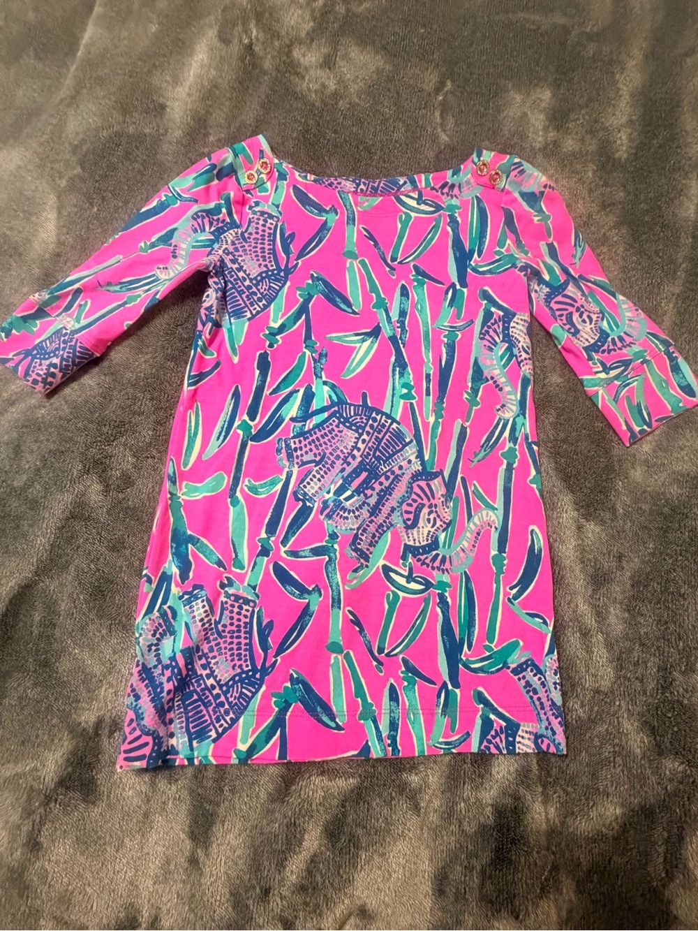 Lilly Pulitzer Pink Blue Tropical Print Dress